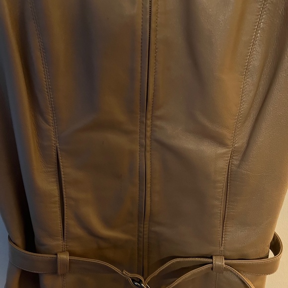 Margaret Godfrey Tan Leather Front Zipper Vest W/ Belt and Pockets - Size 6 - Picture 4 of 8